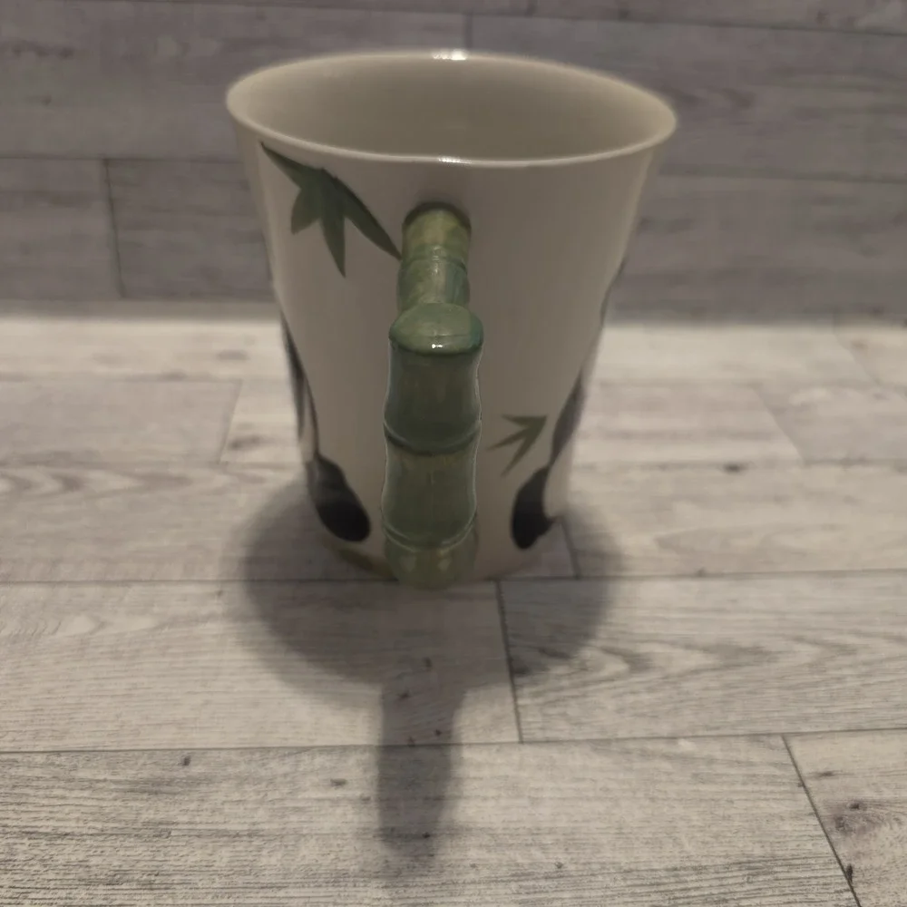 Pier 1 Imports‎ Panda Bear 18oz Hand Painted Mug Bamboo Handle